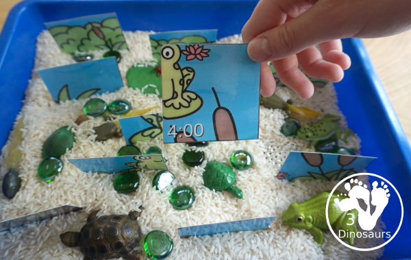 Free Pond Telling Time Puzzle - work on telling time hourly with this fun puzzle - 3Dinosaurs.com