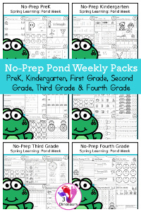 Pond No-Prep Weekly Packs – PreK to 4th Grade