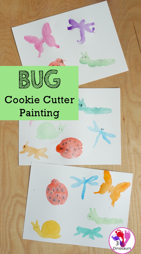 Bug Cookie Cutter Watercolor Painting - a super easy watercolor painting for kids with cookie cutters that is super fun to do. - 3Dinosaurs.com