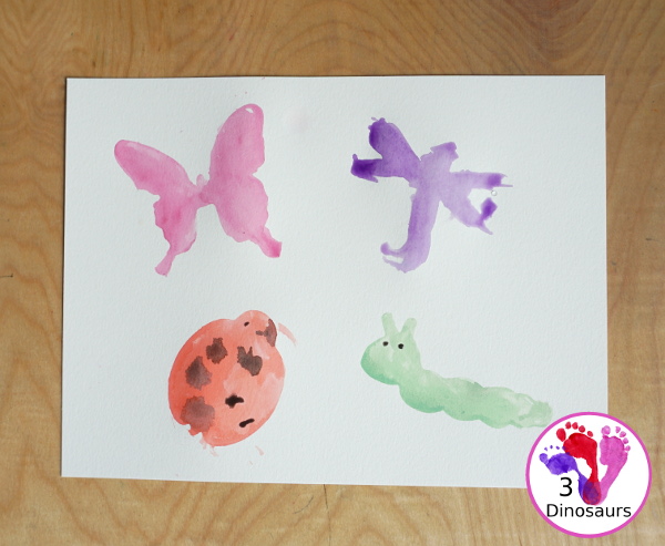 Bug Cookie Cutter Watercolor Painting - a super easy watercolor painting for kids with cookie cutters that is super fun to do. - 3Dinosaurs.com