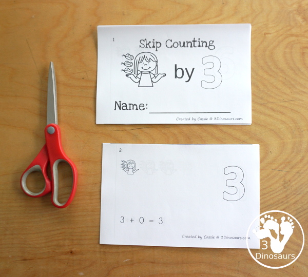 Free Butterfly Skip Counting by 3 Easy Reader Book - has an 14 page book with skip counting by 3 with visual skip counting by 3, 3 repeat addition, and numbers for the skip counting by 3 on each page for a great visual way to work on skip counting - 3Dinosaurs.com