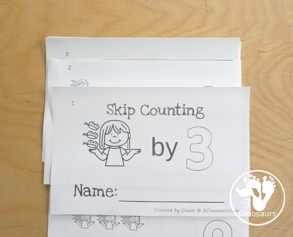 Free Butterfly Skip Counting by 3 Easy Reader Book - has an 14 page book with skip counting by 3 with visual skip counting by 3, 3 repeat addition, and numbers for the skip counting by 3 on each page for a great visual way to work on skip counting - 3Dinosaurs.com