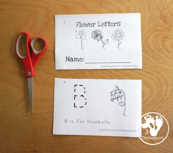 Free Flower ABC Easy Reader Book Printable - is a 19 pages book with 18 flowers for kids to trace the uppercase beginning sound and read a simple sentence - 3Dinosaurs.com 