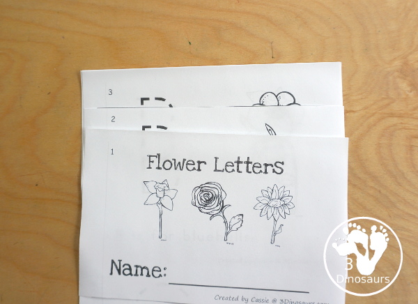 Free Flower ABC Easy Reader Book Printable - is a 19 pages book with 18 flowers for kids to trace the uppercase beginning sound and read a simple sentence - 3Dinosaurs.com 