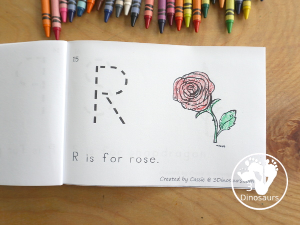 Free Flower ABC Easy Reader Book Printable - is a 19 pages book with 18 flowers for kids to trace the uppercase beginning sound and read a simple sentence - 3Dinosaurs.com 