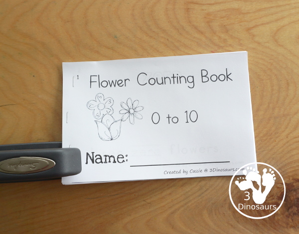 Free Flower Number Word Counting Book Printable - with counting from 0 to 10 with color and tracing the number word on each page - 3Dinosaurs.com