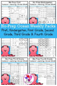 No-Prep Ocean Weekly Packs – PreK to 4th Grade