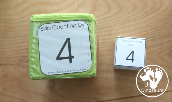 Free Skip Counting Dice - with 11 skip counting dice inserts for 2 to 12 skip counting with three recording sheets - 3Dinosaurs.com