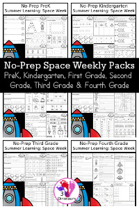 Space No-Prep Weekly Packs – Prek To Fourth Grade