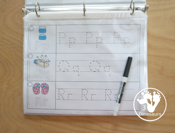 Free Summer ABC Tracing Strips - with uppercase and lowercase together. You have fun kids with a summer items plus you can see an example of how to trace the letters - 3Dinosaurs.com