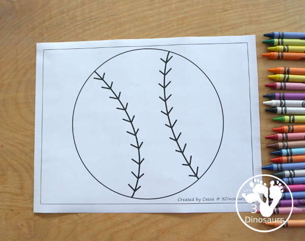 Free Baseball Fine Motor Mats - with a baseball template, baseball tracing, baseball circle playdough mat, and baseball dot marker printable - 3Dinosaurs.com