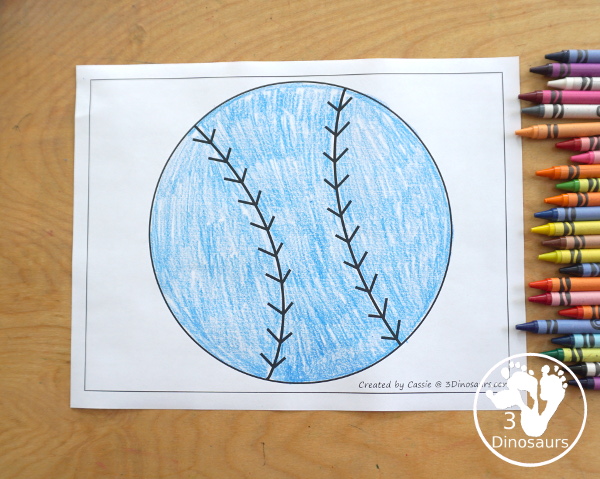 Free Baseball Fine Motor Mats - with a baseball template, baseball tracing, baseball circle playdough mat, and baseball dot marker printable - 3Dinosaurs.com