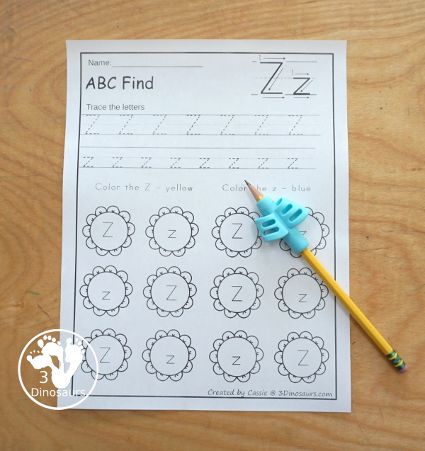 Flower ABC Letter Find for Uppercase & Lowercases Letters - with tracing the letters and then finding the uppercase letter and the lowercase letter - 3Dinosaurs.com