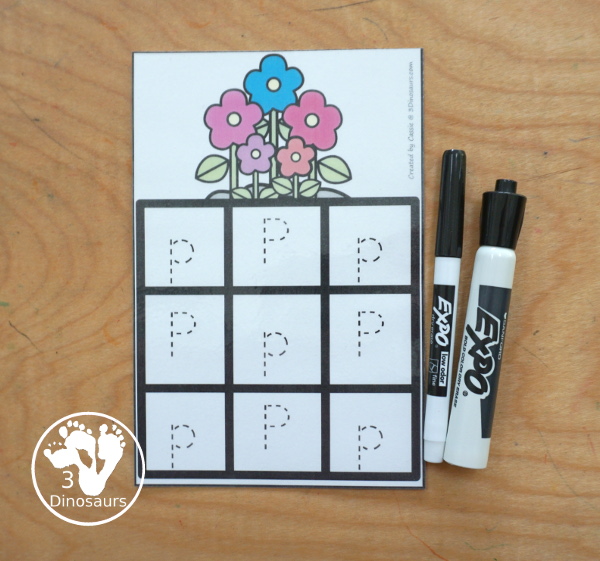 Free Flower ABC Tracing Cards with a 3 by 3 tracing rows of uppercase and lowercase letters. A fun way to change handwriting for kids with all 26 letters of the alphabet. - 3Dinosaurs.com