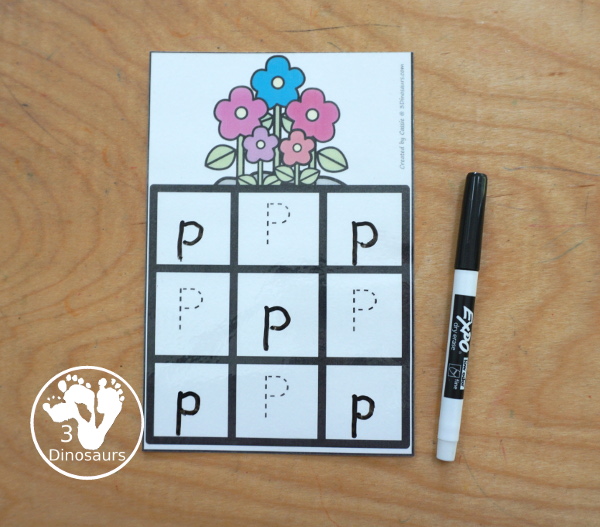 Free Flower ABC Tracing Cards with a 3 by 3 tracing rows of uppercase and lowercase letters. A fun way to change handwriting for kids with all 26 letters of the alphabet. - 3Dinosaurs.com