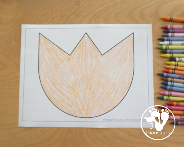 Free Tulip Fine Motor Mat Printables - with two versions of a tulip for different skill levels with a single tulip flower and three flowers on a page with ground, stem and leaves - you have a flower template printable, flower tracing printable, flower dot marker printable, and flower q-tip printable - 3Dinosaurs.com