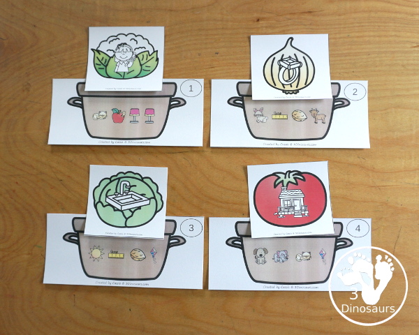 Free Garden CVCC Break The Code Printable - It has 12 baskets with matching CVCC picture and a recording sheet - a fun set of printables to work on sounds of letters - 3Dinosaurs.com