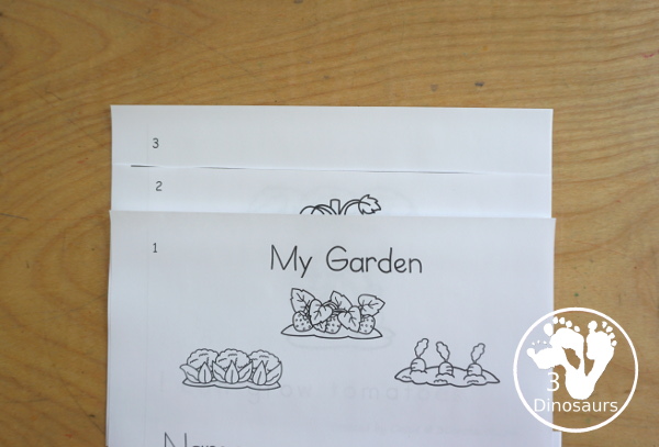 Free My Garden Easy Reader Book - an 8 page book with things you are grow in a garden with sight words: I, can, grow. Each page focuses on one fruit or vegetable in the garden.- 3Dinosaurs.com