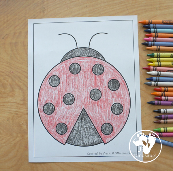 Free Ladybug Fine Motor Mats with ladybug templates, ladybug tracing, ladybug playdough mat, and ladybug dot marker printable are all get for fine motor centers for spring  - 3Dinosaurs.com