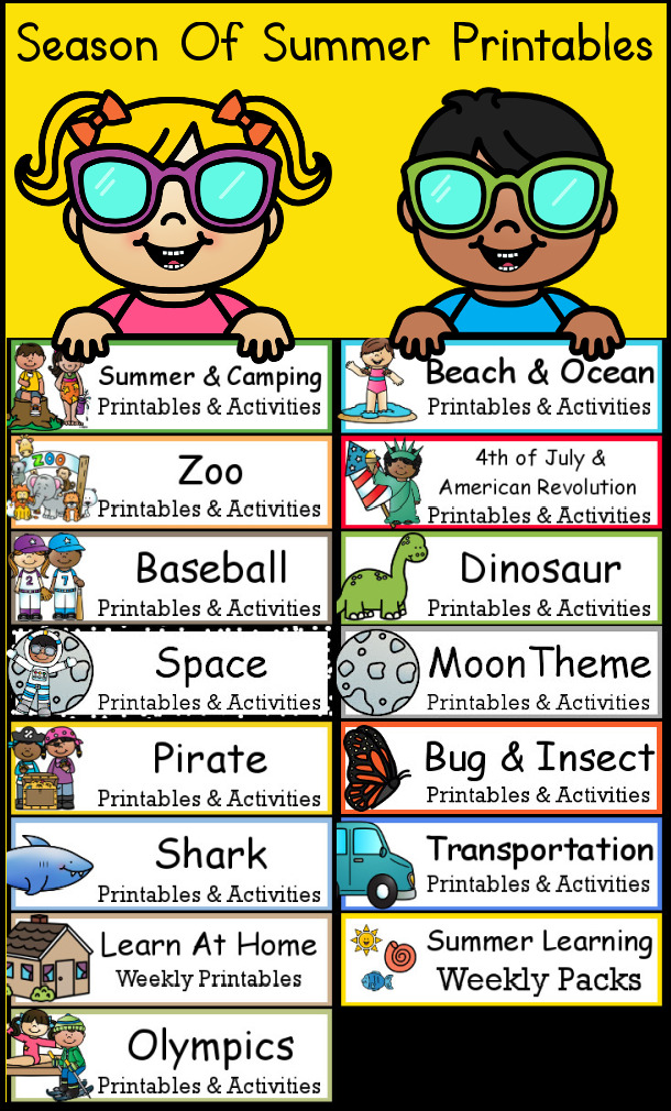 Season of Summer Printables For Kids on 3Dinosaurs.com