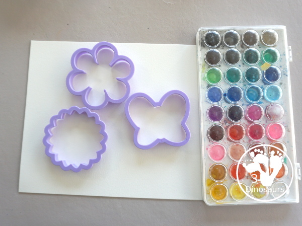 Watercolor Butterfly & Flower Painting is a fun watercolor painting with butterfly and flower cookie cutters - 3Dinosaurs.com