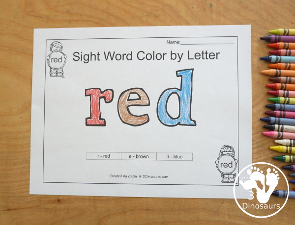 Romping & Roaring Preprimer Sight Words: not, one, play, red - you have 6 pages for each sight word that work on learning the sight word different ways with reading, writing, and finding. 3Dinosaurs.com