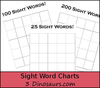 Sight Word Charts - 3Dinosaurs.com