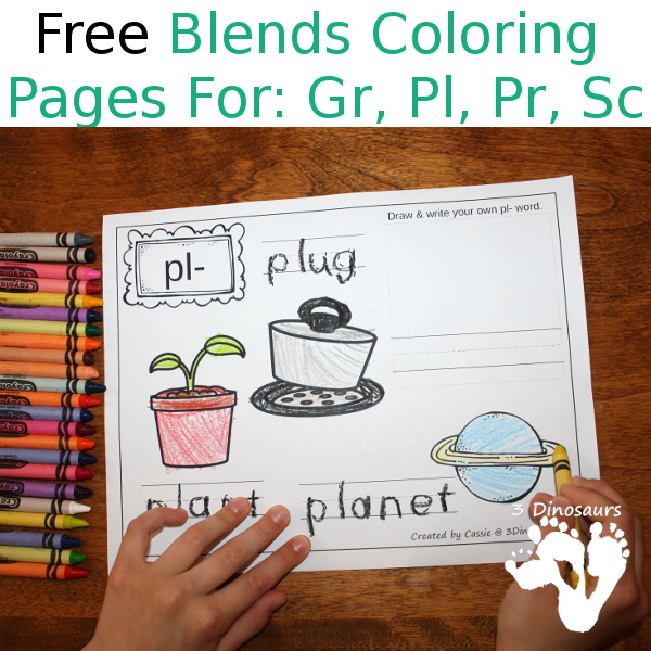 Free Blends Coloring Pages: Gr, Pl, Pr, Sc - 3Dinosaurs.com