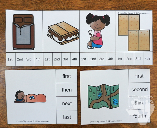 Summer Sequencing Sets -  with clip cards, task cards, no-prep worksheets and easy reader books $ - 3Dinosaurs.com #printablesforkids #sequencingforkids #summerprintables #tpt #teacherspayteachers