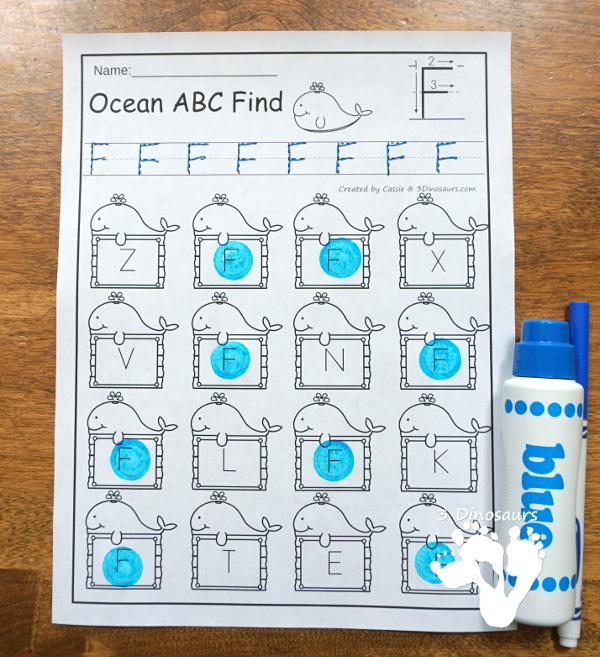 Ocean ABC letter Find for kids. - uppercase and lowercase options with all 26 letters of the alphabet -   #3dinosaurs