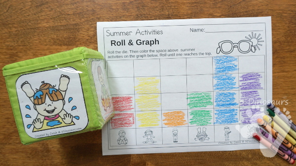 Free Summer Roll & Graph - works on graphing or numbers 1 to 30 with a fun Summer theme - 3Dinosaurs.com