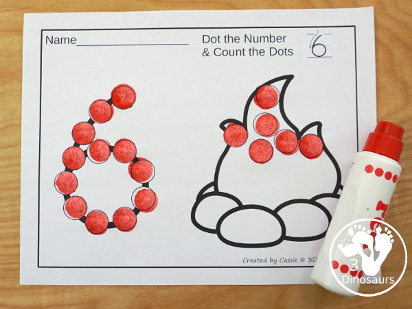 Camping Dot the Number Counting the Number: Campfire, S'mores & Tent - easy way to work on numbers from 0 to 20 with fine motor work and counting with this great camping theme for prek and kindergarten - 3Dinosaurs.com