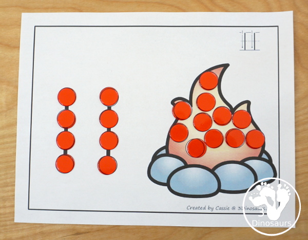 Camping Dot the Number Counting the Number: Campfire, S'mores & Tent - easy way to work on numbers from 0 to 20 with fine motor work and counting with this great camping theme for prek and kindergarten - 3Dinosaurs.com