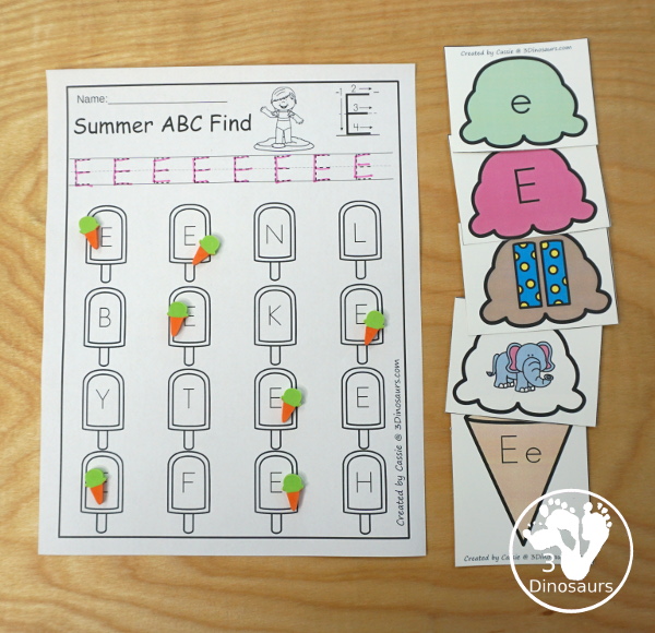 Easy No-Prep Summer ABC Find - easy no-prep printables with a fun summer theme 52 pages with uppercase and lowercase $ - 3Dinosaurs.com