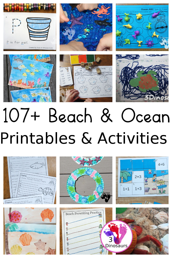 Ocean & Beaches Activities & Printables on 3Dinosaurs.com