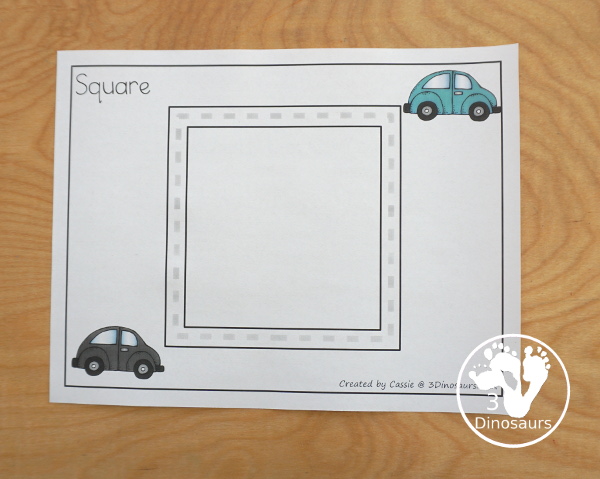 Free Road Shape Tracing Printable - Super fun shape tracing printable to use with kids to learn 9 shapes - 3Dinosaurs.com