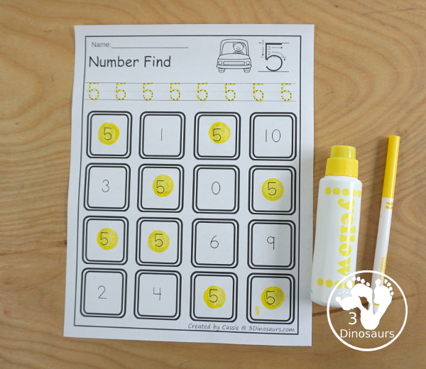 Transportation Themed Number Find - easy to use no-prep printable numbers 0 to 20 $ with number digit and number word - 3Dinosaurs.com