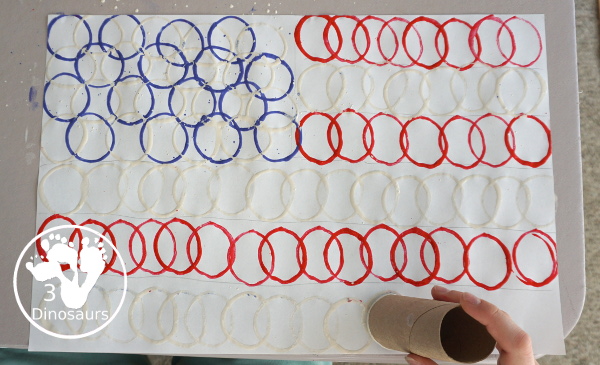 Paper Roll Painted American Flag - a simple tot and preschool craft that kids can do for an American Flag - 3Dinosaurs.com