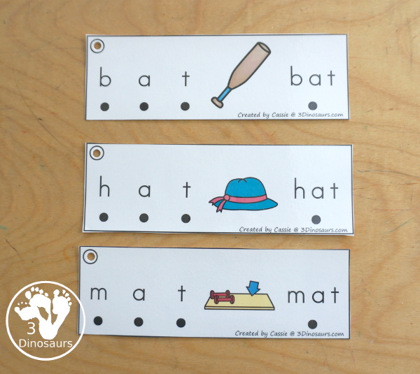 CVC Word Family Sound It Out Printable has sounding out the letter sounds and blending the letters together to make words. - 3Dinosaurs.comm