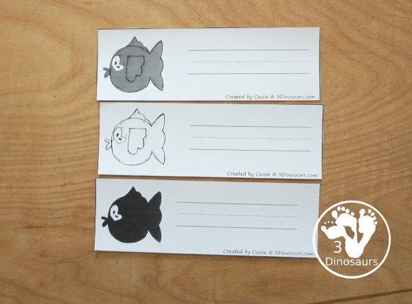 Fish Color Pack - with 61 pages of printables with color easy reader book, color clip cards, color tracing strips, color writing strips, color pocket chart cards, color word writing, color word puzzles, and more all to work on learning color words - 3Dinosaurs.com