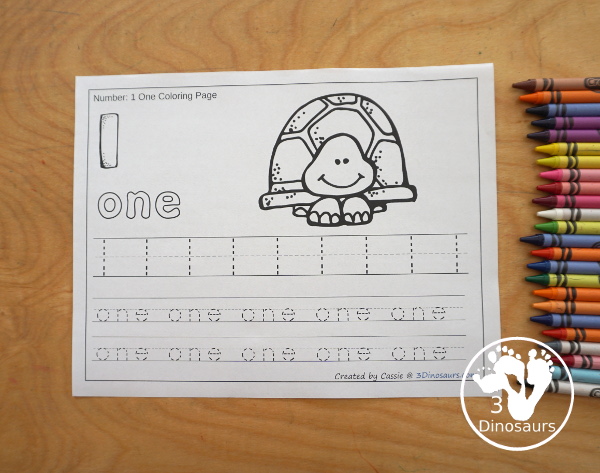 Free Number Coloring & Tracing Printable - It has 0 to 20 for the numbers. You have tracing numerical numbers and number words or writing numerical numbers and number words  - 3Dinosaurs.com