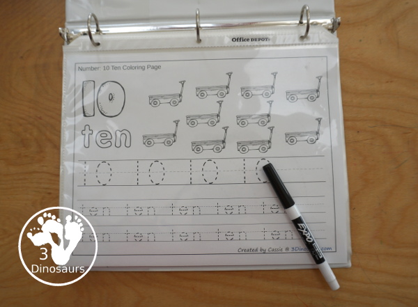 Free Number Coloring & Tracing Printable - It has 0 to 20 for the numbers. You have tracing numerical numbers and number words or writing numerical numbers and number words  - 3Dinosaurs.com