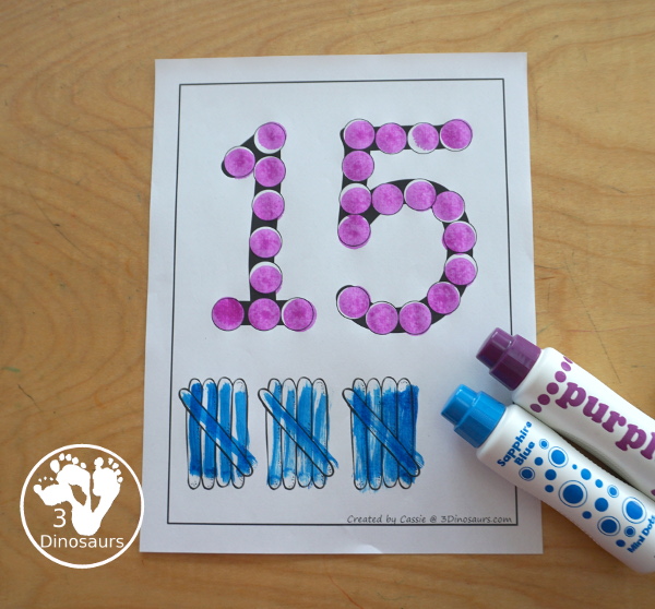 Free Number Dot Marker Pages 0 to 20 - with number tracing, tally marks, and hands for counting. Each option has 0 to 20 for each number so you have 63 pages of printables- 3Dinosaurs.com