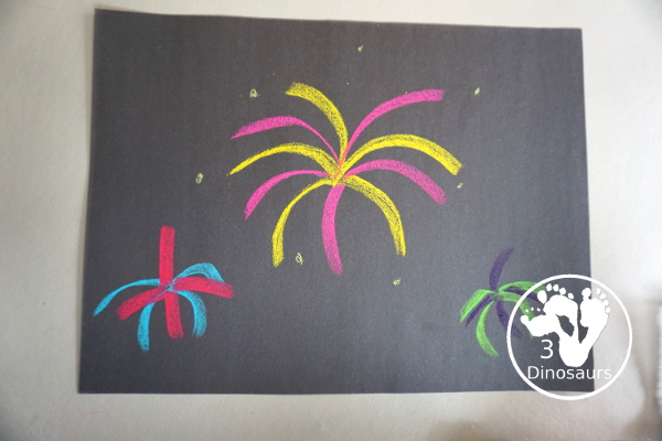 Firework Pastel Craft is a super simple craft you can do with kids that kids of different ages can do. - 3Dinosaurs.com