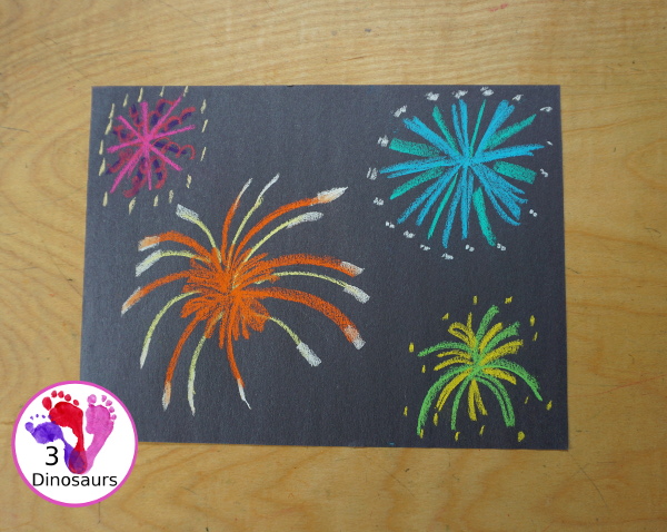 Firework Pastel Craft is a super sipmle craft you can do with kids that kids of different ages can do. - 3Dinosaurs.com