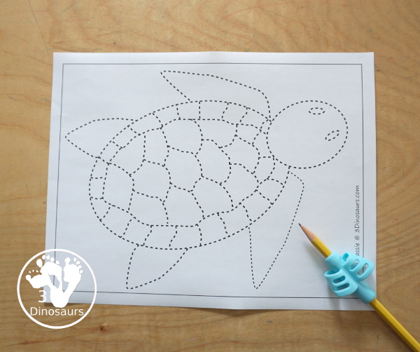 Free Sea Turtle Fine Motor Mats  with a sea turtle template printable, sea turtle outline printables, a sea turtle tracing printable, and a sea turtle dot marker printable - 3Dinosaurs.com