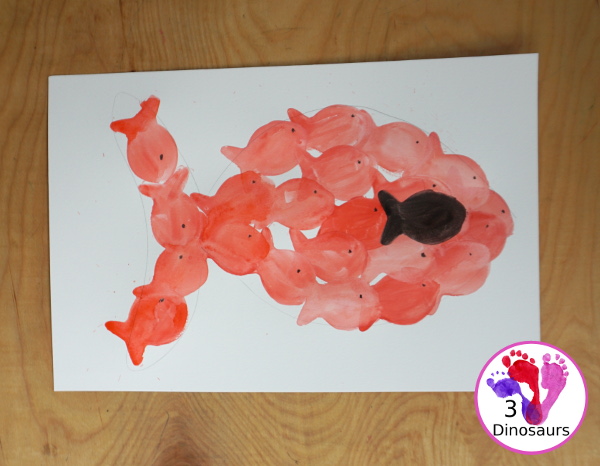 Watercolor Fish for Swimmy - a fun ocean fish made with cookie cutters and painted inside with watercolors. A super easy painting craft for kids of all abilities and ages. - 3Dinosaurs.com