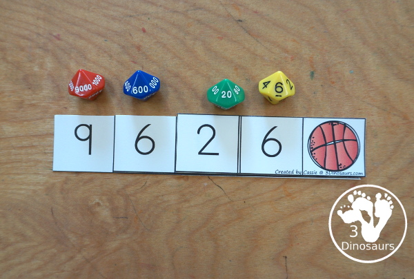 Free Basketball Place Value Arrow Cards - you have place value task cards with basketball place value arrow cards to build the numbers on the task cards. You have place value for thousands, hundreds, and ones. - 3Dinosaurs.com