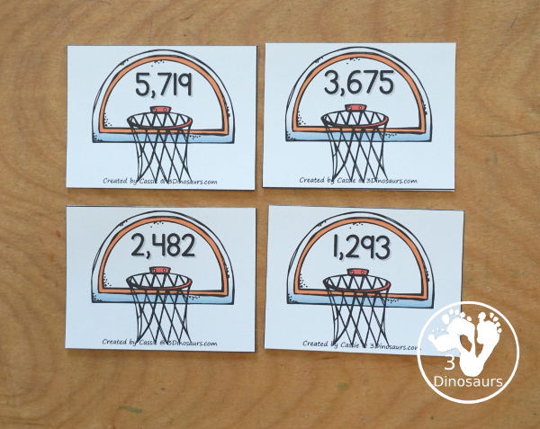 Free Basketball Place Value Arrow Cards - you have place value task cards with basketball place value arrow cards to build the numbers on the task cards. You have place value for thousands, hundreds, and ones. - 3Dinosaurs.com