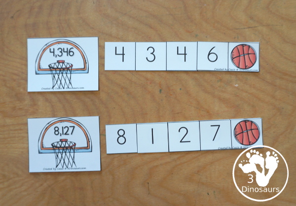 Free Basketball Place Value Arrow Cards - you have place value task cards with basketball place value arrow cards to build the numbers on the task cards. You have place value for thousands, hundreds, and ones. - 3Dinosaurs.com